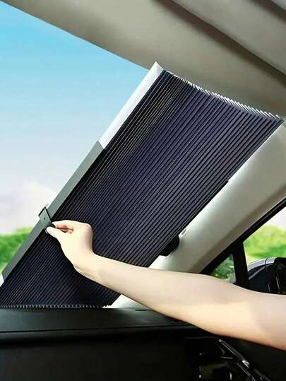 1pc Retractable Automotive Umbrella Sun Shade Curtain, Foldable Car Windshield Sunshade Board, Heat Insulation Sun Blocker Curtains Curtains For Living Room Kitchen Room Decor Home Decor Living Room Kitchen Decor Living Room Decor Room Decor Curtains Bedroom