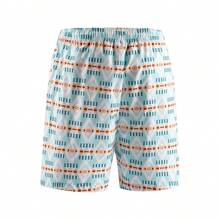 男士夏季全印花斜插口袋抽绳腰休闲度假沙滩短裤 - 綠色 - 查看 4