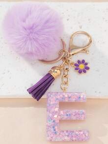 Móc khóa nhựa hình ngôi sao, trang trí bằng bông tím và tua rua hoa cúc, thích hợp làm dây đeo túi xách, dây đeo điện thoại, móc chìa khóa. Cũng là món quà tuyệt vời dành cho bạn bè và mẹ. - Màu Lilac Tím - Xem 32