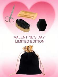 J·FOCUS 5件套男士便携式胡须修剪套装 - 不锈钢鼻毛修剪器、胡须刷、剃须刷和胡须梳套装，带收纳袋，通勤、旅行、圣诞节、情人节、父亲节礼物、送给男友/丈夫的实用礼物、生日派对礼品、商务礼品必备胡须修剪工具 - 鬍鬚刷套裝 - 查看 4