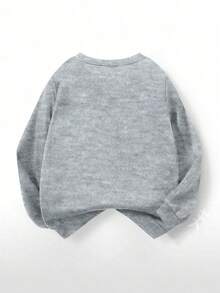 Snoopy Authorization, SNOOPY  And The Word  Snoopy  Print Modern Punk Crewneck Sweatshirt, Autumn And Winter Children's Fleece Sports Sweater, Suitable For Boys And Girls For Daily Commuting, School, And Casual Sportswear.  Long-Sleeved Top, Perfect For Holiday Parties, Outdoor Activities, And Travel. - 灰色 - 查看 3