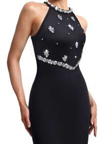 Black Mermaid Gown With Rhinestone Backless Design, Luxurious And Sexy, Perfect For Formal Occasions - Black - View 6