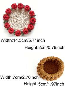 2pcs/Set Handmade Crochet Tulip Coasters, Tulip Bouquet Coasters With Basket, Heat-Resistant Pads, Tabletop Decor, Holiday Gift, Unique Creativity, Suitable For Home Decor, Valentine's Day Decor, Wedding Gift, Anniversary Gift, Girlfriend Gift, Mother's Day Gift, And Valentine's Day Gift. - Multicolor - View 6