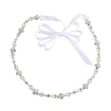 Thin Bridal Belt Bridesmaid Sash Crystal Wedding Belt With Rhinestones Pearls For Women Dress Accessories - 白絲帶 - 查看 7