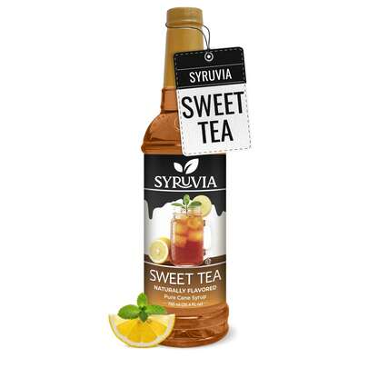 Syruvia Sweet Tea Flavored Syrup - 25.4 Fl Oz Premium Flavoring Syrup - Kosher, Gluten Free, Perfect For Drinks, Soda, Shakes, Cocktails, Desserts And More.