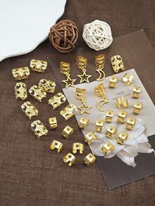 35pcs Stars And Moon Combo Dreadlock Hair Beads Jewelry Hair Rings Accessories Gifts For Girls And Women Dating Parties