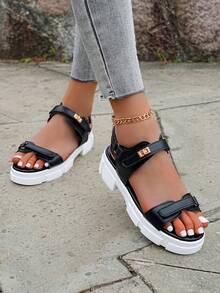 最新款纯色可爱凉鞋，适合户外、约会、派对、办公室、海滩、婚礼等场合，春夏皆宜。 - 黑色 - 查看 4