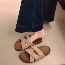 2025 Nuevas Sandalias  de Verano para Mujeres, Estilo de Hada, Suela Gruesa, Sin Cordones - Negro - Ver 4