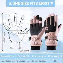 Guantes de esqu para Mujer, Guantes de Nieve Impermeables con visualizacin tctil, Guantes de Snowboard para Hombre y Mujer, Guantes de Nieve clidos para Clima fro - Rosa - Ver 7