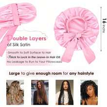 1件装奢华缎面丝绸睡眠帽 - 可调节舒适系带 - 整夜舒适，男女通用夜间护发贴合设计，优质浴室配件，完美适用于长卷发或编发，春、夏、秋、冬皆宜。 - 彩色 - 查看 5