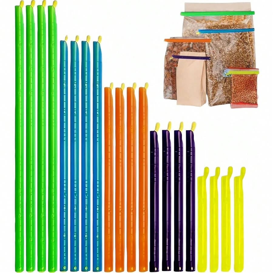 8pcs/20pcs Klip Segel yang Dapat Digunakan Kembali - Anti Bocor Kuat, Cocok untuk Semua Kantong Snack, Kantong Freezer, dan Kantong Kopi, Aksesori Pengorganisasian Penyimpanan Dapur - MultiWarna - View 1