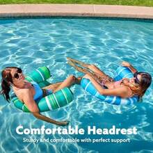 CYPNSloosh Sillones Flotadores Inflables Adultos 2 Packs Sillón Flotador con Diseño de Rayas Cubierto de Tela Suave con Cabestrillo para Piscina Sillón Flotador para Fiestas en la PiscinaFashion - 222600211 - Ver 3