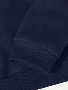 Women's Minimalist Print Solid Color Hoodie(Sudadera Con Capucha), Premium Cotton Blend Fabric, Basic Casual Light Street Style, Soft Long Sleeve Hooded Sweatshirt, Great For Daily Wear, Must-Have Essential For 2026 Spring Break And Back To School - Xanh nước biển - Xem 4