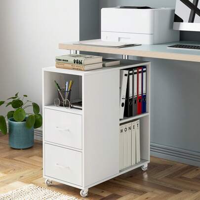 Armário com rodinhas, gaveteiro com compartimentos, armário de escritório, armário de armazenamento, mesa lateral para sala de estar, quarto e escritório.