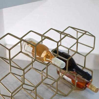 Wine Rack 11 Bottle Holder No Need Assembly Modern Metal Wire Wine Storage For Countertop Table Top Coffee Bar & Kitchen | Champagne Racks | Beer Stand