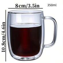 High Borosilicate Glass Double Wall Cup, Transparent Heat-Resistant Water Mug With Handle, Large Capacity, Durable, Anti-Scald, Reusable, Suitable For Coffee, Tea, Milkshake And More, Multipurpose Household, Hand Wash Only - Multicolor - View 6