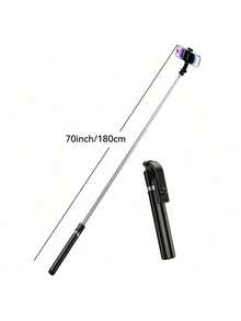 70'' Extendable Selfie Stick Tripod With Wireless Remote & Light – Portable Phone Stand For Smartphones And Cell Phones - Black - View 6
