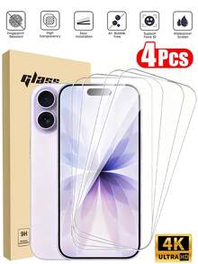 4 piezas de protector de pantalla de vidrio templado ultra de alta definición y cobertura completa, compatible con iPhone 17/17Pro/17Air/17Pro Max, 16/16Pro/16Plus/16Pro Max, 15/15Plus/15Pro/15Pro Max, 14/14Plus/14Pro/14Pro Max, 13 Mini/13/13Pro/13Pro Max, 12 Mini/12/12Pro/12Pro Max, 11/11Pro/11Pro Max. Resistente a arañazos, a prueba de golpes, a pruebas de huellas dactilares, dureza 9H, fácil de instalar. Accesorios esenciales de protección de pantalla, aplicables a protección diaria, oficina, hogar, protector de pantalla de teléfono, accesorios de teléfono a prueba de agua, a prueba de golpes, resistente a caídas, resistente a arañazos - transparente - Ver 29