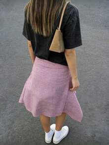 Áo thun cotton nữ phong cách Y2K cổ điển, kiểu dáng đường phố, thoải mái, cơ bản, tay ngắn, phong cách retro, cổ tròn, chất liệu đã qua xử lý. - màu đen - Xem 3