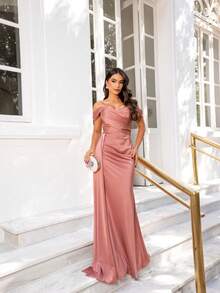 Elegant Asymmetrical Zipper Wedding Party - Baby Pink - View 1