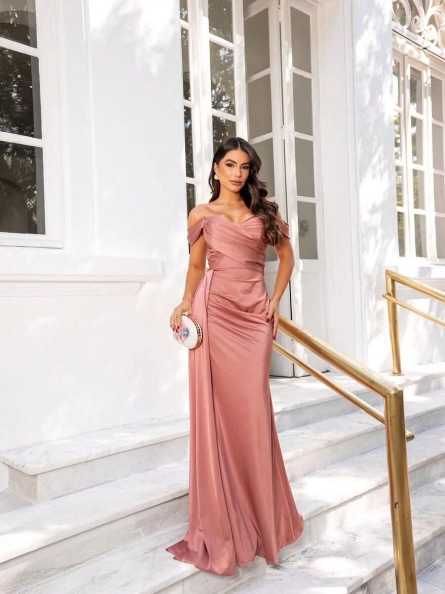 Elegant Asymmetrical Zipper Wedding Party - Baby Pink - View 1