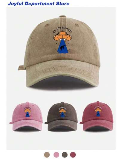 1pc Fashionable Minimalist Washed Baseball Cap With "DO YOU BELIEVE" Print, Gift For Family And Friends, Unisex Essential Fashion Item, Suitable For Outdoor Sports, Commuting And Work