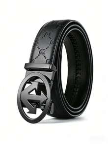 1 Piece Of 2026 New Arrival Men's Light Luxury Arrow-Shaped Automatic Buckle Belt, A Fashionable And High-End Business Belt With Letter-Embossed Strap, 47 Inches Long. Perfect For Matching With Jeans, It Is Suitable For Daily Outings And Office Business Wear, And Also Serves As An Ideal Gift For Family Members And Boyfriends On Anniversaries Or Festivals. - Multicolor - View 7