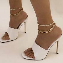 Layered Butterfly Anklet For Women Charms Butterfly Gold Silver Rhinestone Adjustable Cuban Anklets - 鍍金 - 查看 5