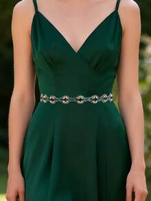 1 قطعة حزام زفاف شخصي، ضروري لحفل العروس، مناسب لديكور حفلة العروس، هدية لوصيفات العروس، إكسسوار خصر للسفر اليومي، هدية عيد الحب - الشريط الأخضر - مشاهدة 2