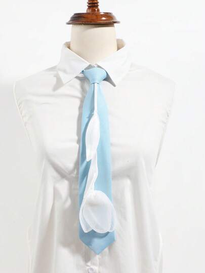 1pc Women's Handmade Floral Decor Elegant Solid Color Necktie, Suitable For Party, Gift, School, Shirt, Holiday Matching