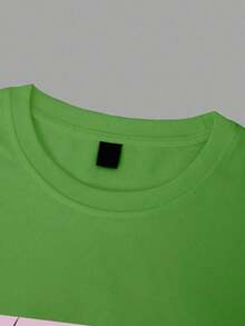 Y2K Anime Eye Print Oversized T-Shirt, Loose Fit, Premium Soft Fabric, Summer/Spring - 綠色 - 查看 6