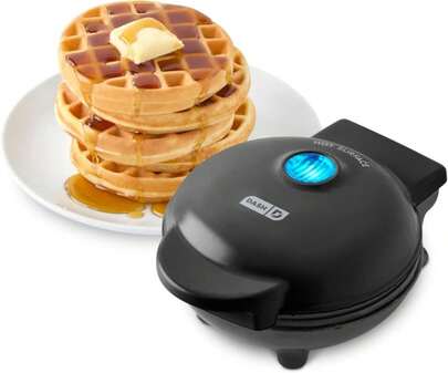 DASH Mini Maker For Individual Waffles, Hash Browns, Keto Chaffles With Easy To Clean, Non-Stick Surfaces, 4 Inch, Pink