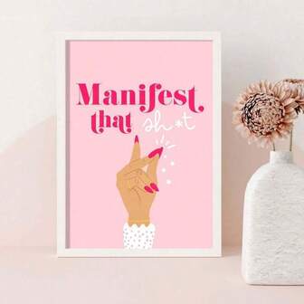 1pc "Self-Love" Inspirational Canvas Wall Art - Pink, Suitable For Bedroom And Nail Salon Decor, Frameless