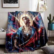 Christian Style Christ Faithful Pattern Printed Large Archangel Design Seasonal Universal Lunch Office Small Throw Blanket For Family And Friends Gift,  Halloween Christmas Gifts - Multicolor - View 2