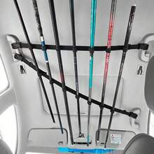 2pcs Adjustable Lightweight Aluminum Fishing Rod Holder Rack, Can Hold 7 Rods, Quick Installation Without Drilling, Ceiling Mount Storage Rack With Non-Slip Hook And Loop Straps, Secure Grip, Space-Saving Design, Suitable For SUV, Truck, Van, RV, Small Truck For Outdoor Fishing Trips - Black - View 16