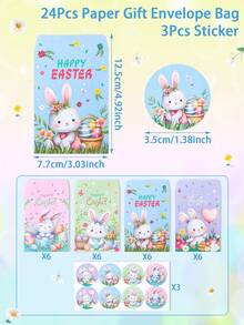 24 piezas Bolsas de regalo de Pascua feliz con pegatinas, diseño de conejos y huevos de Pascua, bolsas de regalo de Pascua de primavera, bolsas de caramelos de Pascua, sobres de regalo de Pascua, bolsas de papel, decoraciones de Pascua, decoración del hogar de Pascua, decoración de mesa, decoración de fiesta de primavera, suministros para fiestas de Pascua, suministros para la búsqueda de huevos, regalos de Pascua, regalos de cumpleaños, regalos elegantes para familiares y amigos - Multicolor - Ver 5