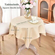 Eeivs Small Square Tablecloth 36 X 36 Inch Washable Polyester Table Cloth Solid Beige Heavy Duty Fabric Coffee Table Cover For Dining Home Kitchen Party Wedding,Beige36inchx36inchSquare - 米色 36 吋 x 36 吋正方形 - 查看 3
