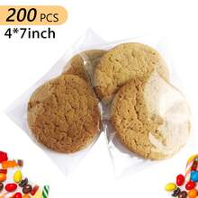 200pcs Transparent Glass Paper Bags, 4 X 6 Inches Self-Adhesive Cookie/Snack Self-Sealing Plastic Packaging Bags, Suitable For Party Cookies & Small Gifts - 4*7 - View 7