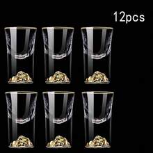 6pcs/Set, 15ml/2oz Mini Gold Rim Cups, Suitable For Bars, Clubs, Home Parties, Father's Day Gifts