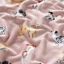VelvetLoft Printed Flannel Blanket Soft Lightweight Cozy Throw With Cute Pups Pattern For Home Sofa Bed - Baby Pink - View 2