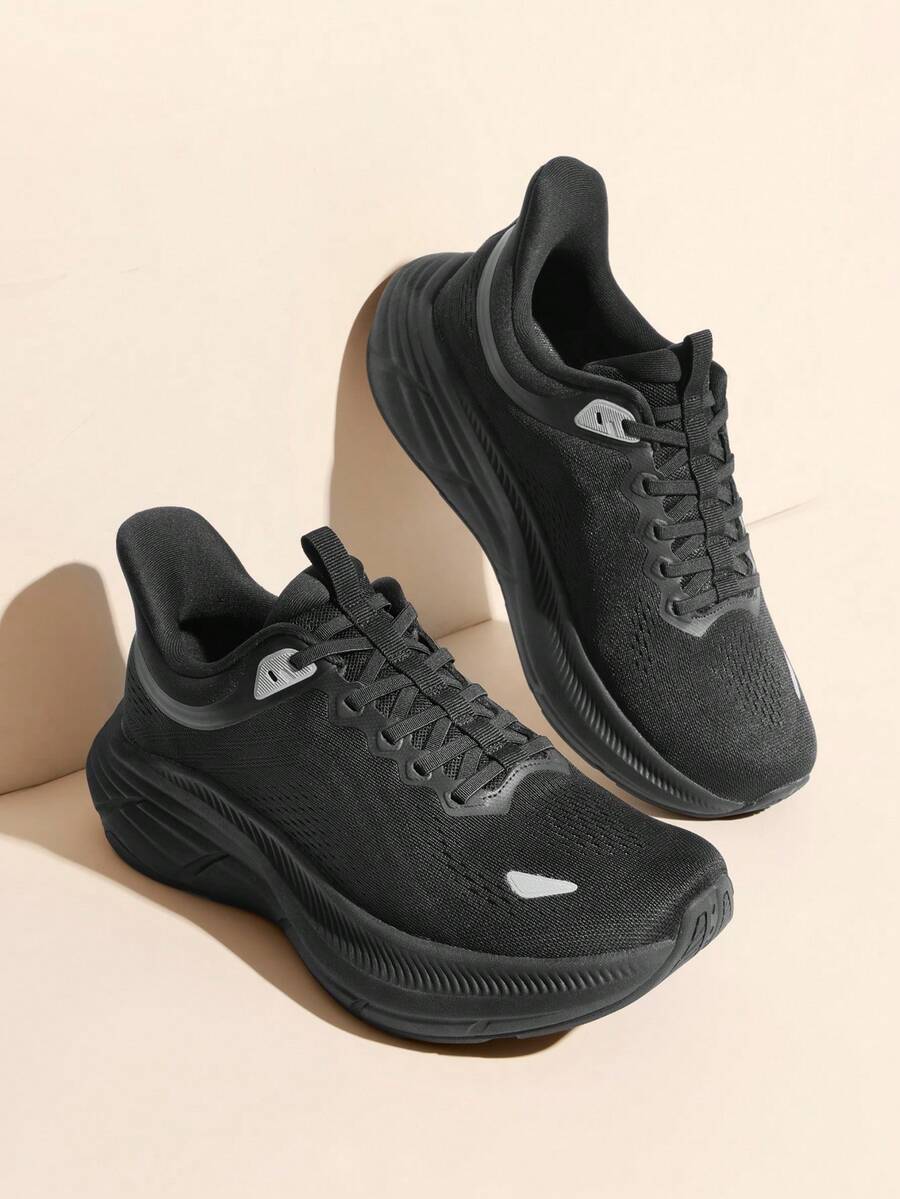 Men's Slip-On Walking Shoes - Hands-Free Running Tennis Sneakers With Cushioning, Non-Slip Gym Workout Athletic Shoes For All-Day Comfort & Style - 黑色 - 查看 1