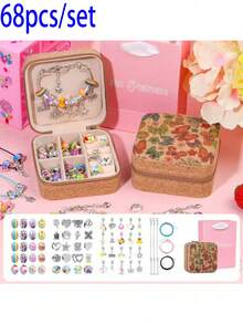 136pcs/68pcs 4-Set DIY Bracelet Beads Kit, Includes Unicorn & Mermaid Crafts, 60pcs Accessories, 3pcs Bracelets & 3pcs Necklace Strings, 1 Storage Box & 1 Gift Box, Vintage Gift Box Suitable For Birthday, Ramadan, New Year, Valentine's Day Gifts For Friends - Multicolor - View 5
