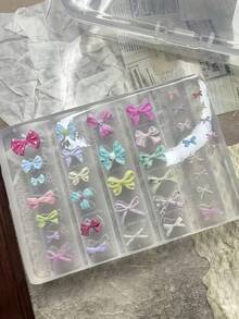 3件套美甲模具套装 - 蝴蝶结、泰迪熊、饼干、小猫、奶油蕾丝，可爱3D美甲装饰DIY透明硅胶模具 - 無色 - 查看 4