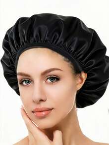 1pc Hair Care Cap, Anti-Hair Loss Cap, Postpartum Cap, Hair Mask Cap, Dry/Wet Hair Cap, Sleep Cap Hair Sleep Cap - New Black - View 1