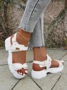 Latest Fashion Solid Color Cute Sandals For Outdoor, Date, Party, Office, Beach, Wedding, Suitable For Spring/Summer - White - View 4