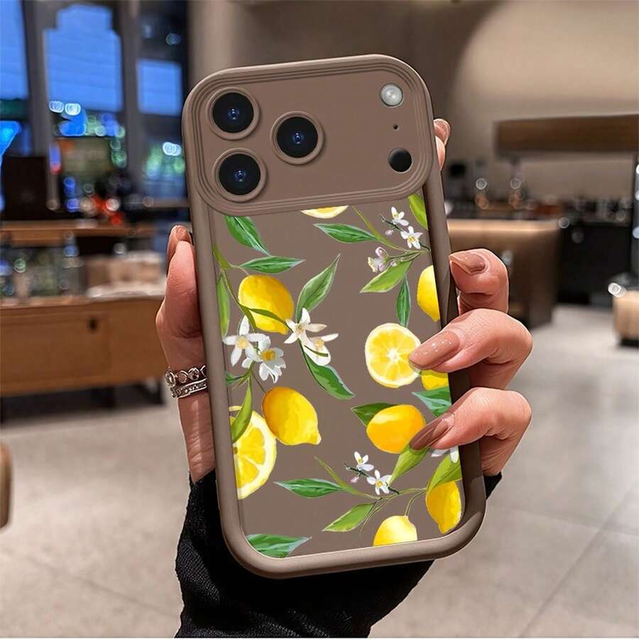 Lemon phone case suitable for 17 16 16E 15 14 13 12 11 Pro Max 17 Air 16 Plu silicone all inclusive protection anti slip and anti fall soft case - SKU1-limón - Ver 1