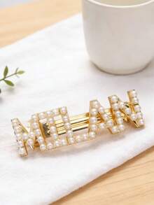 开斋节快乐奢华珍珠字母发夹，中东风格金色金属发饰，百搭优雅发夹 - 彩色 - 查看 7