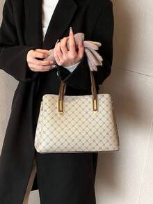 春夏时尚奢华复古印花大容量托特包，多功能单肩/斜挎/手提包。简约优雅设计，适合工作通勤、休闲、购物、旅行、情人节、母亲节等各种场合。 - 彩色 - 查看 8