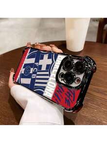 a la UE (DE y ES) Funda protectora para iPhone 17 S22-S261 Rojo Fútbol B-Barcelona, patrón de estilo de fútbol, funda de teléfono transparente con esquinas negras chapadas, resistente a los impactos y ligera, adecuada para iPhone 16/11/13/15/15 Plus/15 Pro/15 Pro Max/12/14 Pro Max/11 Pro Max/12 Pro/12 Pro Max/13 Pro/13 Pro Max/14 Pro/14 Plus ~ Material con esquinas negras chapadas y resistente a los golpes - Negro - Campo verde 320MO - Plateado - Ver 2