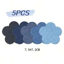 5pcs Iron-On Patches - 5 Colors (Blue Shades) With Heart, Flower, Star & Cloud Shapes For Clothing Decoration & Repair - Durable Fabric For DIY Customization, Clothing Patchwork , Creative Fabric Decoration, Fun Shape Patches, Easy Apply Patches - Multicolor - View 15